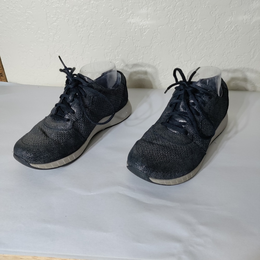 Dansko Charlie Black Metallic Perforated Leather Sneakers Shoes Womens 38
